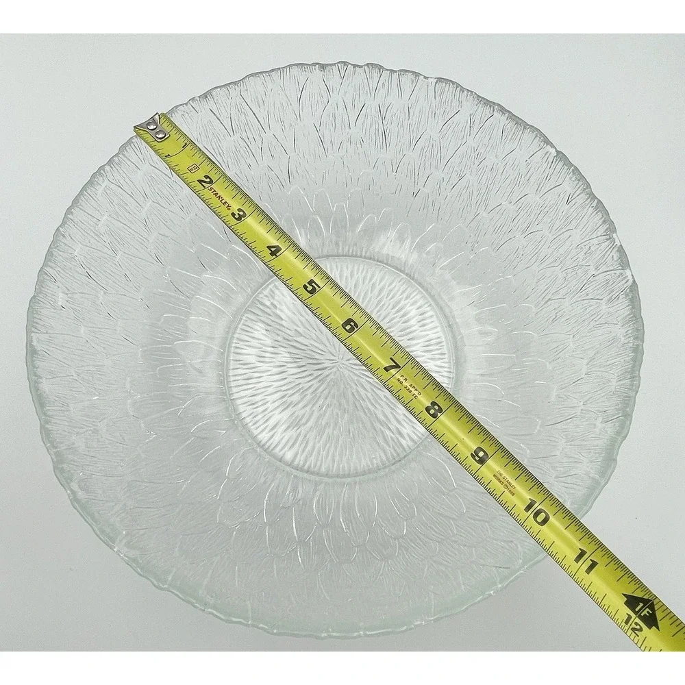 Vintage 1970s Arcoroc Marguerite Clear Glass Sunflower‎ Salad Bowl 10.5